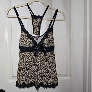 Leopard Print Lace Trim Cami